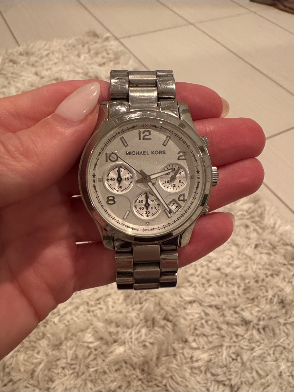 Michael Kors Men’s Silver-Tone Chronograph Bracelet Watch